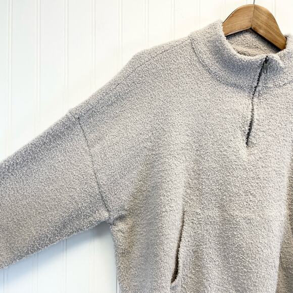 RDI Womens L Cozy Half Zip Pullover Top Sweater Stretchy Light Gray Soft - Picture 6 of 10